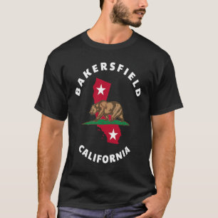 Bakersfield California Vlag en Beer Badge Souv T-shirt