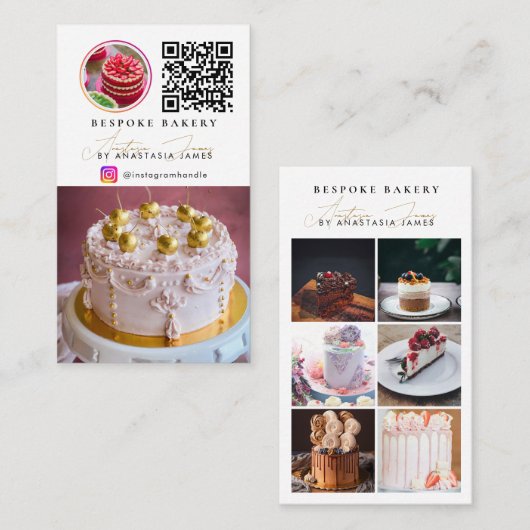 Bakery 6 Photo Feed Grid Social Media QR Code Visitekaartje (Voorkant / Achterkant)