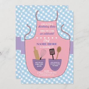 Bakery Apron Birthday Party Girls Cookies Invite Kaart