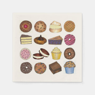 Bakery Bake Sale Cupcake Pie Cookie Brownie Donut Servetten