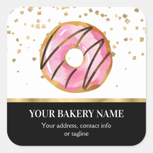 Bakery Business Donut Confetti Vierkante Sticker (Voorkant)