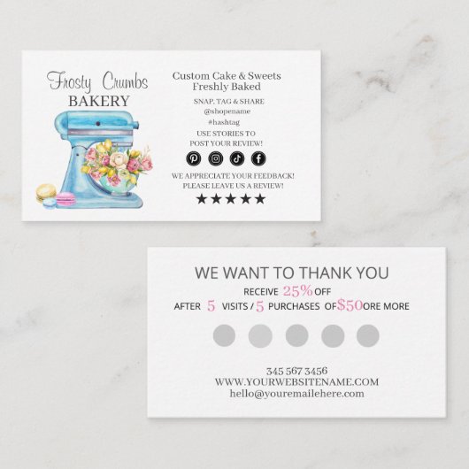 Bakery Business Loyalty Visitekaartje (Voorkant / Achterkant)