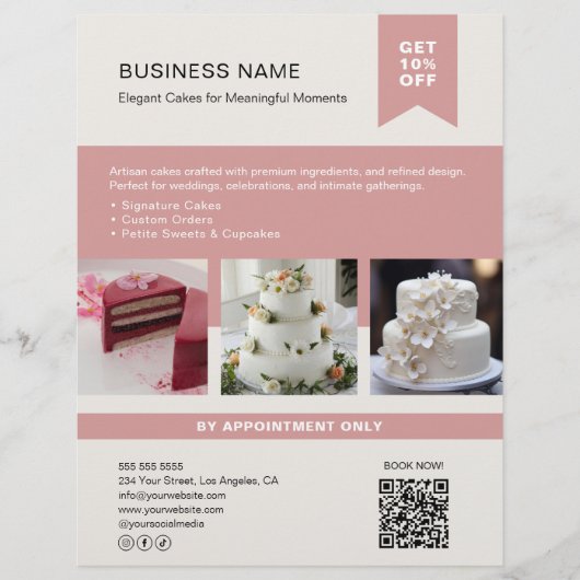 Bakery Cake Custom Foto QR Flyer (Voorkant)
