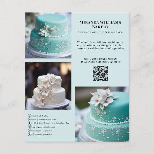 Bakery Cake Foto Sociale Media QR Flyer (Voorkant)