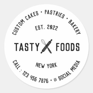 Bakery Chef Two Wordname Logo Food Ronde Sticker