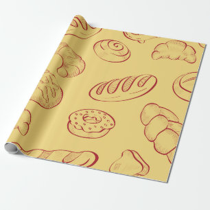 Bakery, croissant, food vintage seamless pattern cadeaupapier
