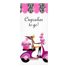 Bakery Cupcake Scooter Pink Zebra Reclamekaart