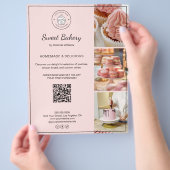 Bakery Custom Logo Photo QR Code Pink Flyer (Hand)
