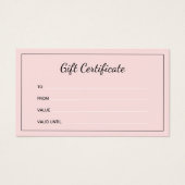 Bakery Custom Logo Pink Business Gift Certificate (Devant)