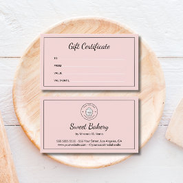 Bakery Custom Logo Pink Business Gift Certificate Visitekaartje