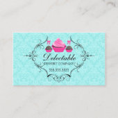 Bakery Damask Aqua Pink Visitekaartje (Voorkant)