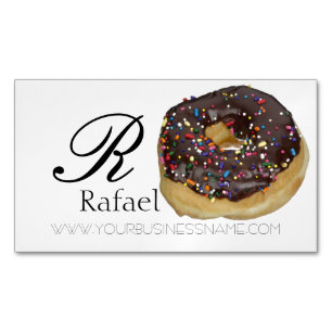 Bakery Donut Elegant Name Monogram Business Magnetisch Visitekaartje