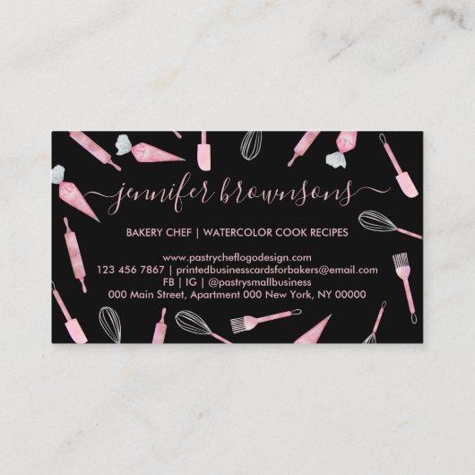 Bakery Homemade Pastry Chef Branding Visitekaartje (Achterkant)
