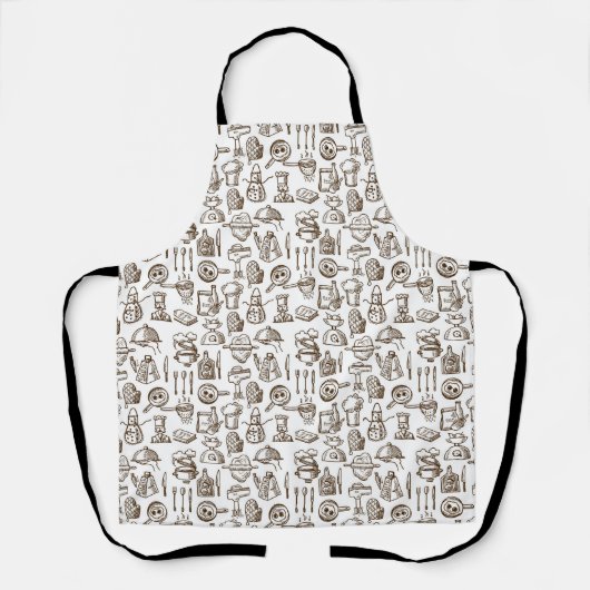 Bakery Kitchen Symbols Pattern Black and White Schort (Voorkant)