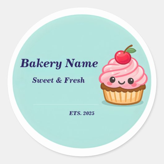 Bakery Logo Sticker - Custom Cute Cupcake Design (Devant)