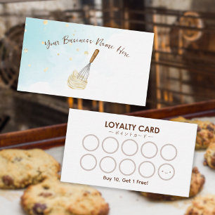 Bakery Loyalty Kaart Bakken Whisk Blauw Waterverf Visitekaartje