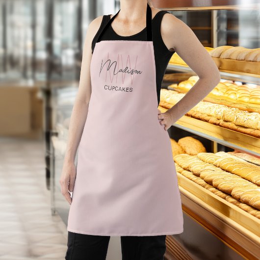 Bakery met monogramlogo roze schort