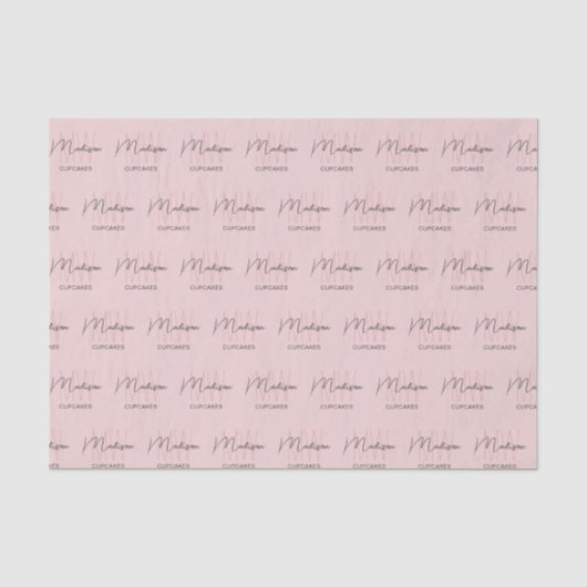 Bakery met monogramlogo roze tissuepapier (Voorkant)