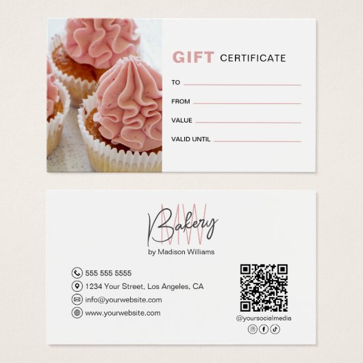Bakery Monogram Logo Business Gift Certificate (Devant & derrière)