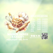 Bakery Pastry Chef Baking Catering Opening Hours Raamsticker (Vel 3)