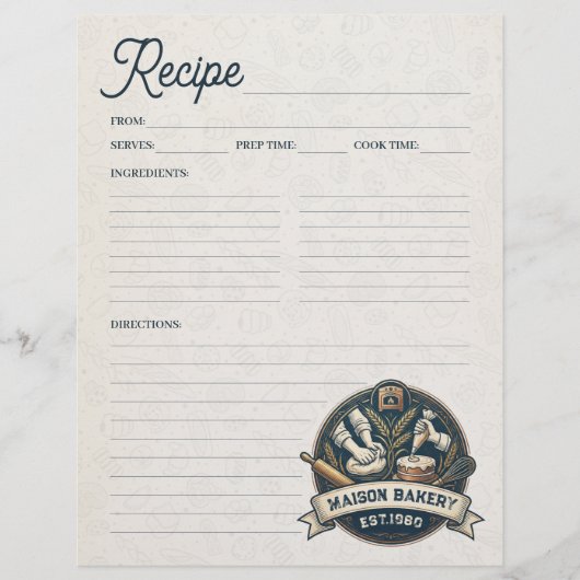 Bakery Pastry Chef Baking Recipe Page Cookbook Flyer (Voorkant)