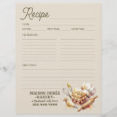 Bakery Pastry Chef Baking Recipe Page Cookbook Flyer (Achterkant)