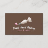 Bakery Pastry Chef Cute Piping Bag & Heart Brown Visitekaartje (Voorkant)