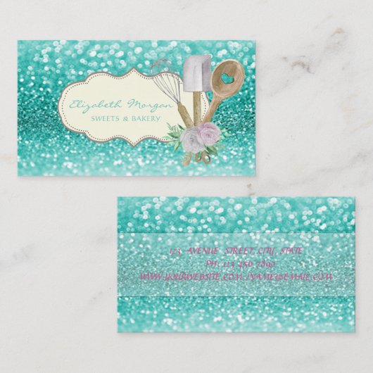 Bakery Pastry Hand Tools Bokeh Visitekaartje (Voorkant / Achterkant)