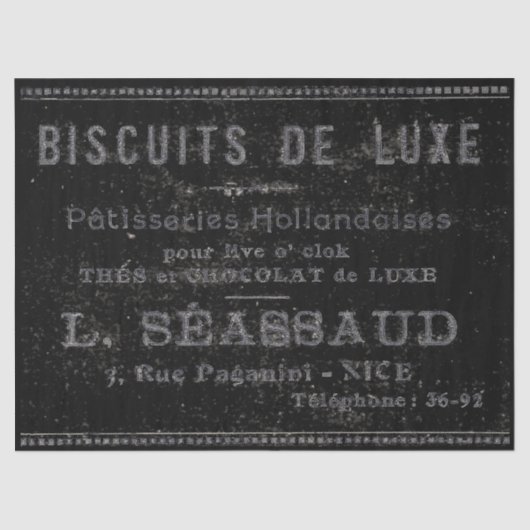 Bakery Patisserie Franse  grens zwart-wit Tissuepapier (Voorkant)