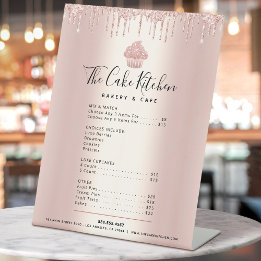 Bakery Roos Gold Glitter Drivers Menu Prijslijst Reclamebord Met Voetstuk