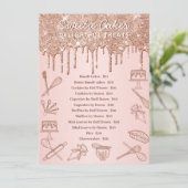Bakery Roos Gold Glitter Pink Drip Price List Menu (Staand voorkant)