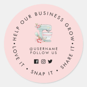 Bakery Roze sociale media volgen Ronde Sticker