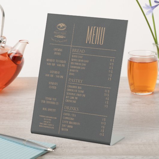 Bakery Small Caffee Table Menu Pedestal Sign Reclamebord Met Voetstuk (Insitu)