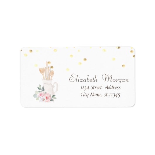 Bakery Taart Handgereedschap Bloemen Confetti Etiket (Voorkant)