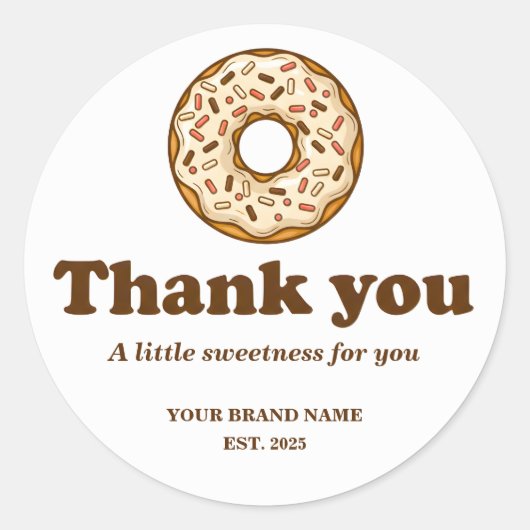 Bakery Thank You Sticker Brown Donut Illustration  (Devant)