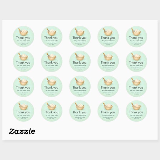 Bakery Thank You Sticker Custom Mint Green Design (Feuille)
