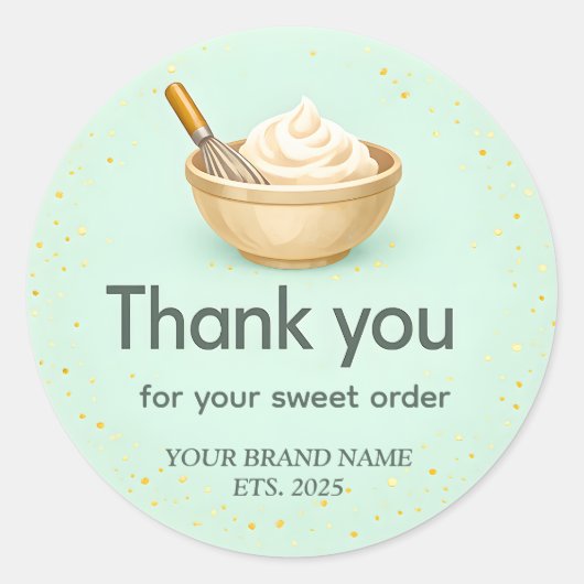 Bakery Thank You Sticker Custom Mint Green Design (Devant)