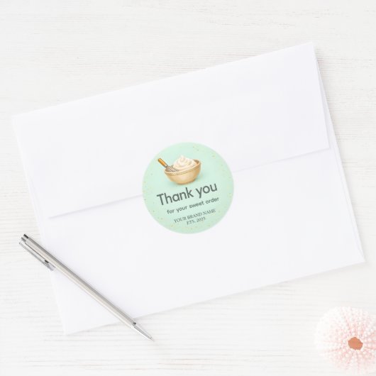 Bakery Thank You Sticker Custom Mint Green Design (Enveloppe)