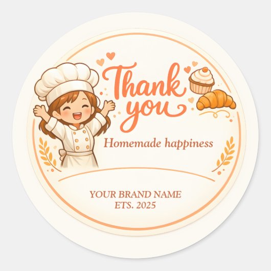 Bakery Thank You Sticker - Cute Girl Baker Design  (Devant)