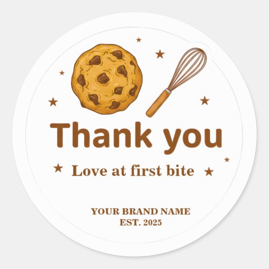 Bakery Thank You Stickers Cookie and Whisk Design (Devant)