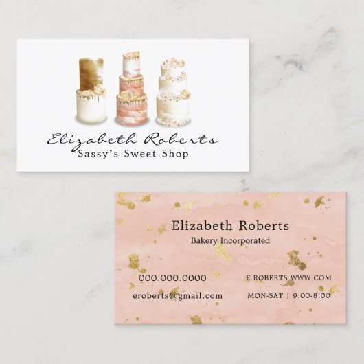 Bakery Wedding Cake Gold Visitekaartje (Voorkant / Achterkant)