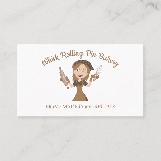 Bakery Whisk Rolling Pin Brown Logo Visitekaartje (Voorkant)
