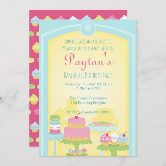 Bakeshoppe-uitnodiging Kaart (Voorkant / Achterkant)