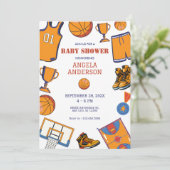 Baketball baby shower kaart (Staand voorkant)