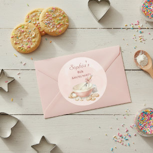 Bakfeestje Meisjes Verjaardag Elegante Kom & Garde Ronde Sticker
