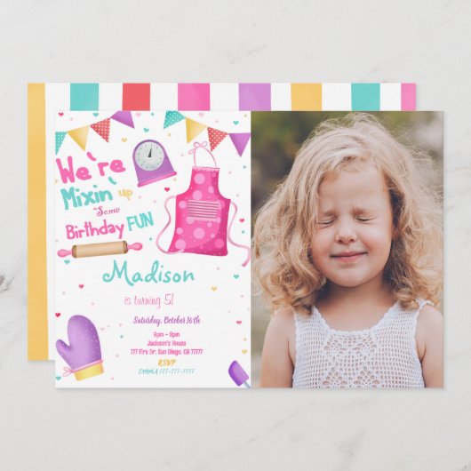 Bakfoto-uitnodiging Kaart (Voorkant / Achterkant)