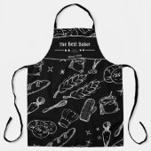 Bakgereedschap en eten zwart wit keuken bakker schort (Voorkant)