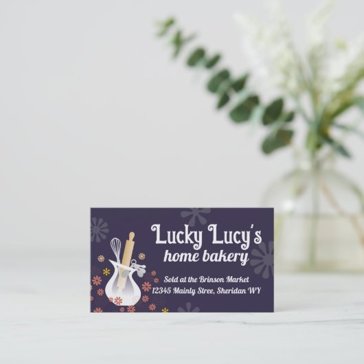 Bakgereedschap rollende pin vaas bakkerij banketba visitekaartje (Staand voorkant)