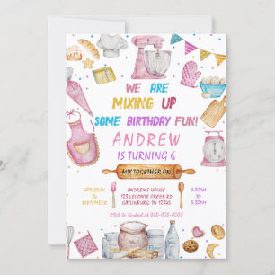 Baking Anniversaire Fille Cuisine Invitation