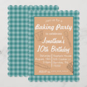 Baking Anniversaire Invitation Bleu Plaid (Devant / Derrière)